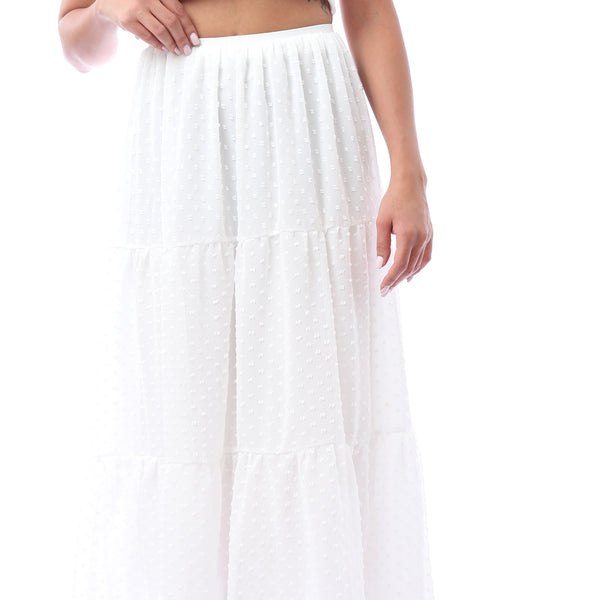 Self-patterned Summer Skirt - White