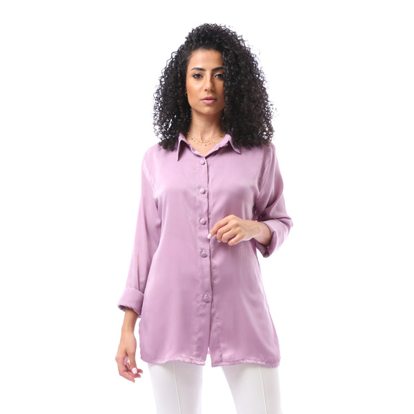 Stan Shirt with Classic Turn Down Neck - Purple