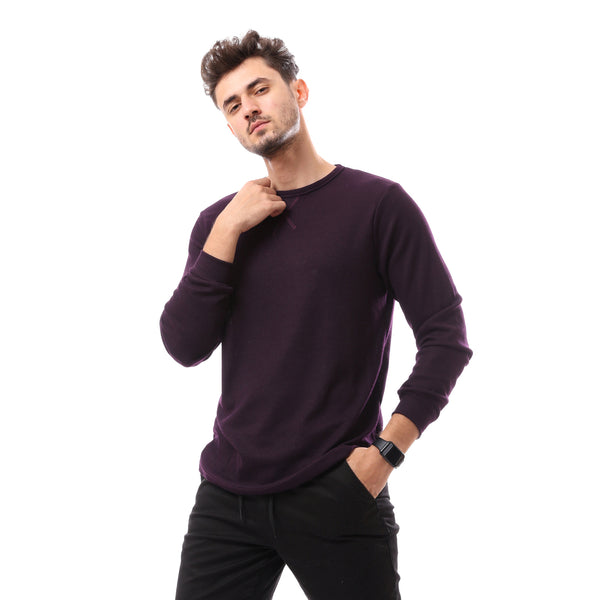 Purple Slip On Round Neck Pullover