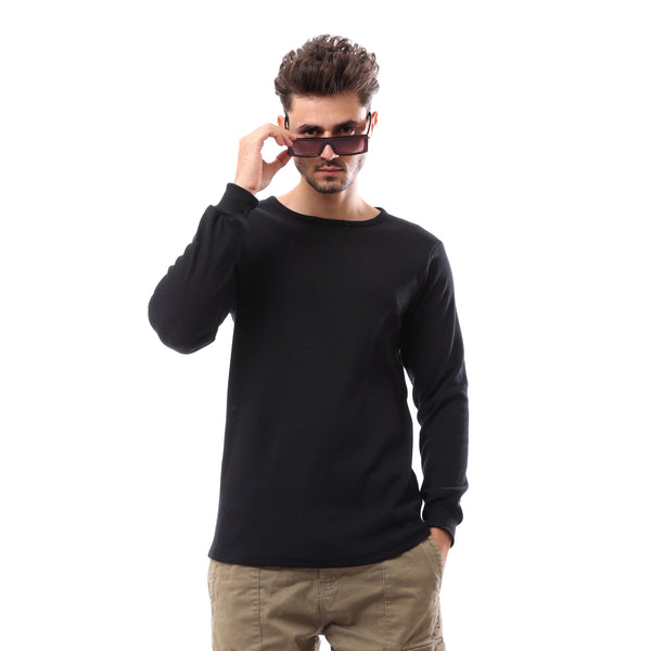 Black Knitted Slip On Comfy Pullover