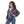 Load image into Gallery viewer, Self Pattern Zipper Closure Girls Hoodie - Navy Blue, Orange & Fuchsia