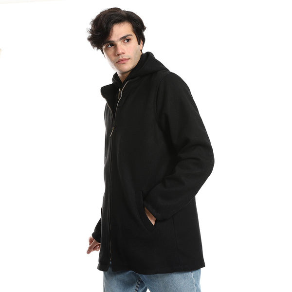 Multi Zippers Hooded Gokh Jacket - Black