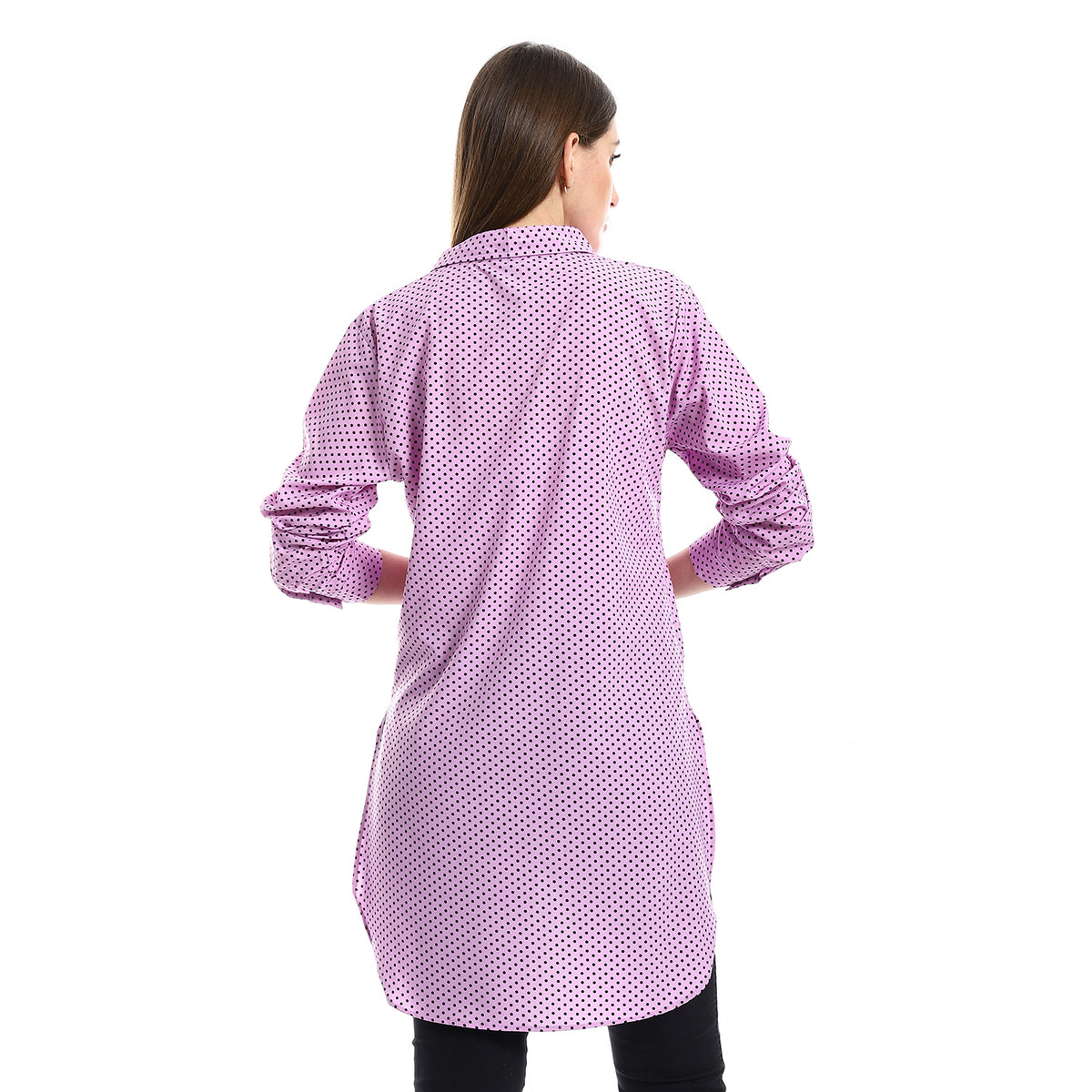 ADORA High-Low Striped Button Down Smocked Lantern Sleeve Shirt