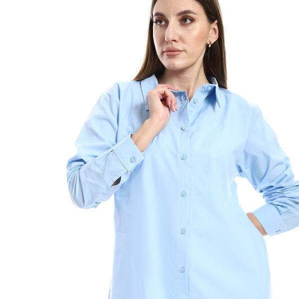 Plain Light Blue Essential Basic Long Sleeves Shirt