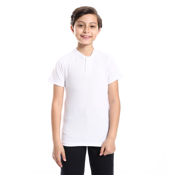 Henely Neck Basic T-shirt Casual Look For Boy - White