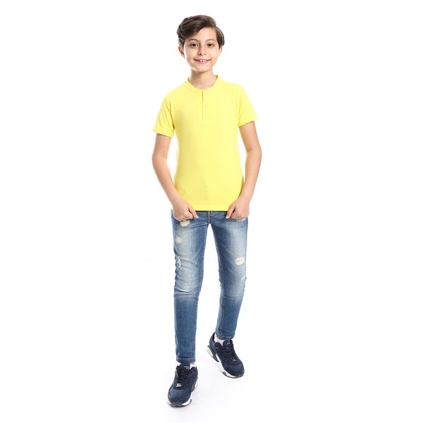 Henely Neck Basic T-shirt Casual Look For Boy - Yellow