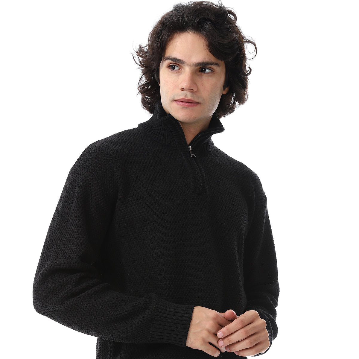 Safi Wool Long Sweater in Black