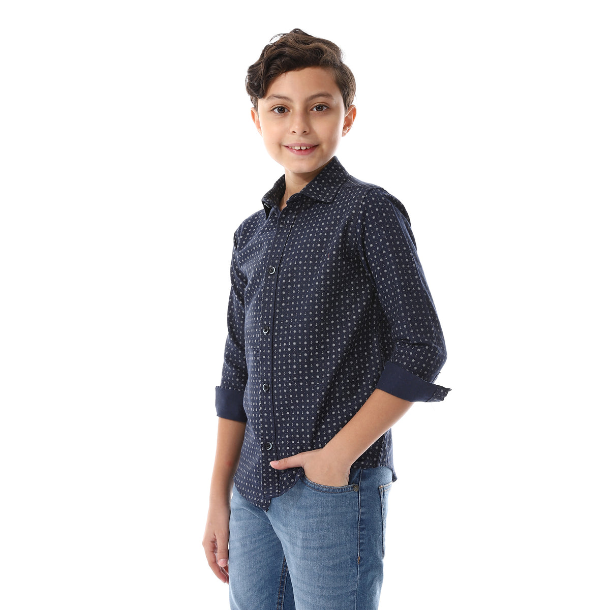 Pastel Blue Plumeria Shower Rayon Boy's Shirt
