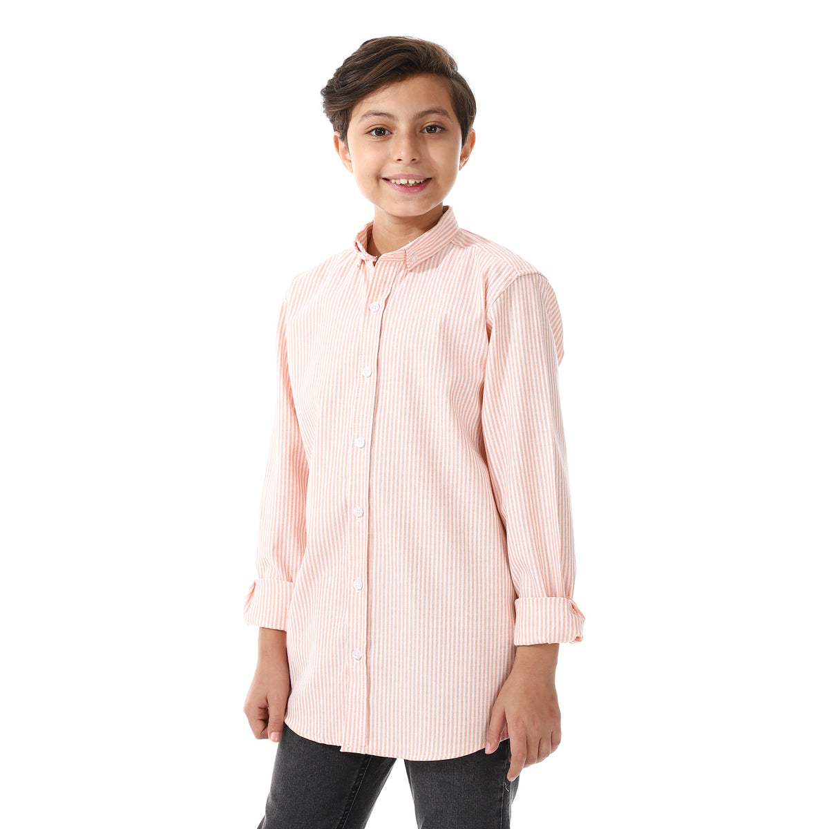 Boys Viscose Orange Printed Shirt