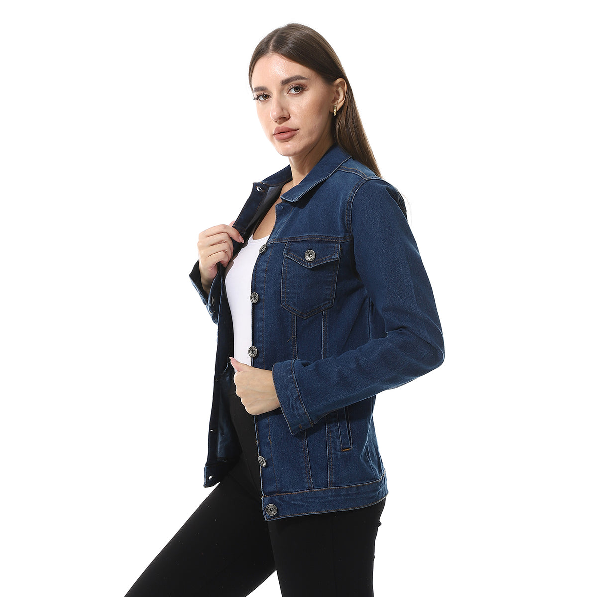 Long Sleeve Knit Blue Denim Jacket