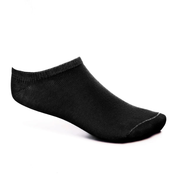 Set Of 3 Cotton Slim Trim Ankle Socks - Black