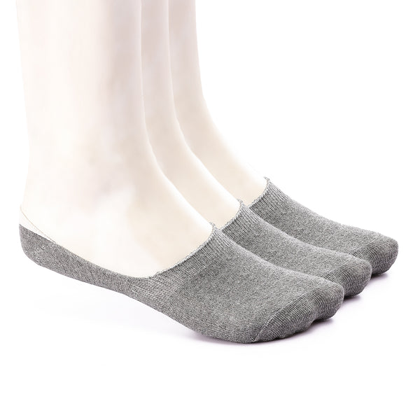 Set Of 3 Solid Invisible Socks - Heather Grey