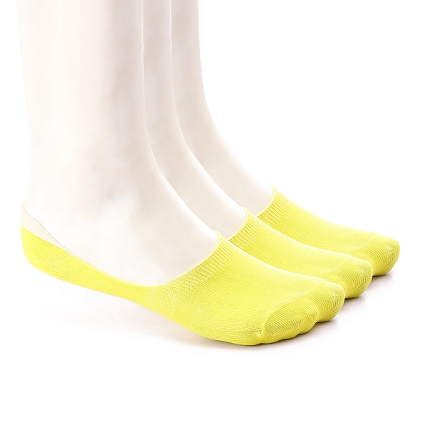 Set Of 3 Solid Invisible Socks - Yellow