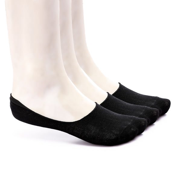 Set Of 3 Solid Invisible Anti Slip Socks - Black