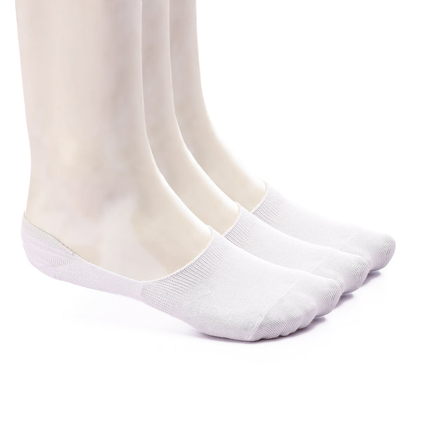 Set Of 3 Solid Invisible Anti Slip Socks - White