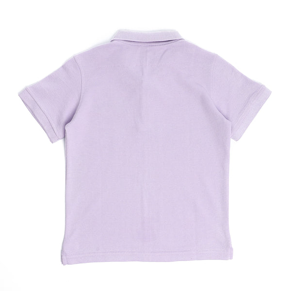 Boys Side Stitched Buttoned Polo Shirt - Lilac