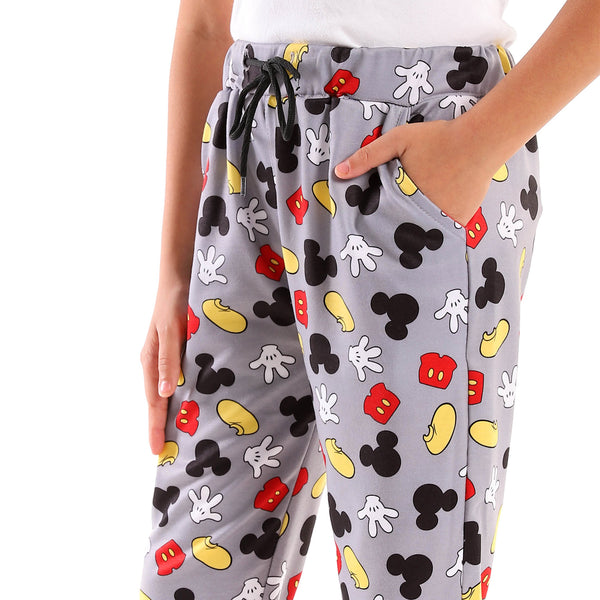 Elastic Waist Mickey Printed Pattern Sweatpants