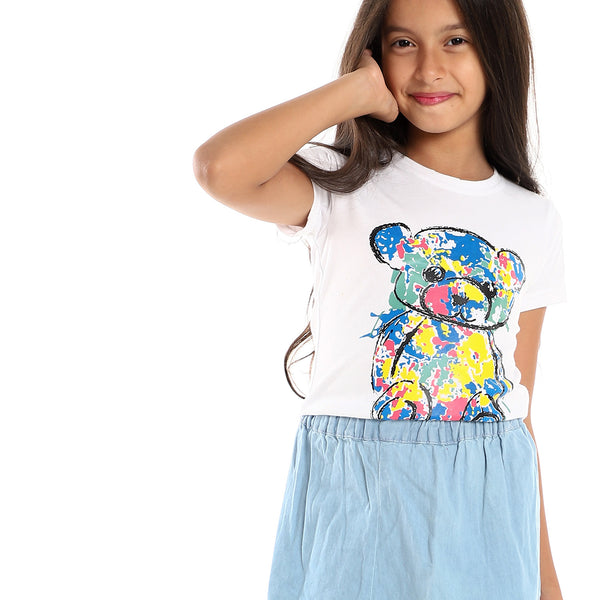 Blue, Green, Yellow & White Front Colored Bear Tee