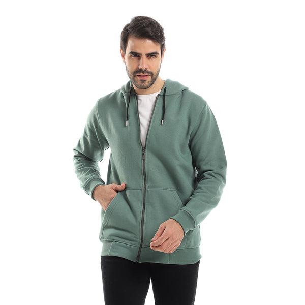 Essential Fully Zipped Hooded Sweatshirt - Seaweed Green