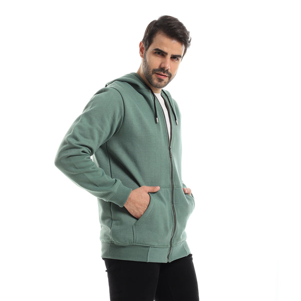 Essential Fully Zipped Hooded Sweatshirt - Seaweed Green