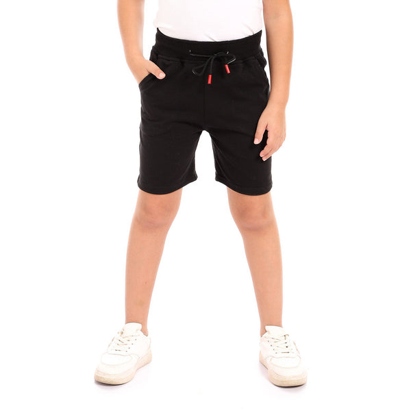 cotton elastic waist comfy short - black