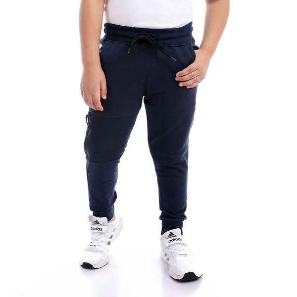 Boys Comfy Plain Cotton Pants - Navy Blue