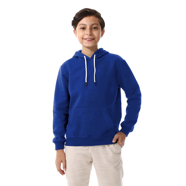 Royal Blue Kangaroo Pockets Fleeced Boys Hoodie
