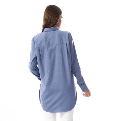 Hidden Button Placket Plain Shirt