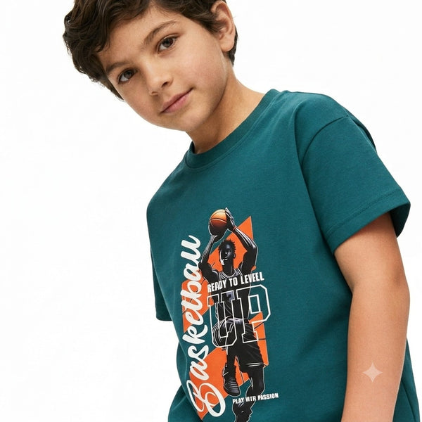 Boys_Shorts_Sleeves_Printed_Tee_-_Teal_Green