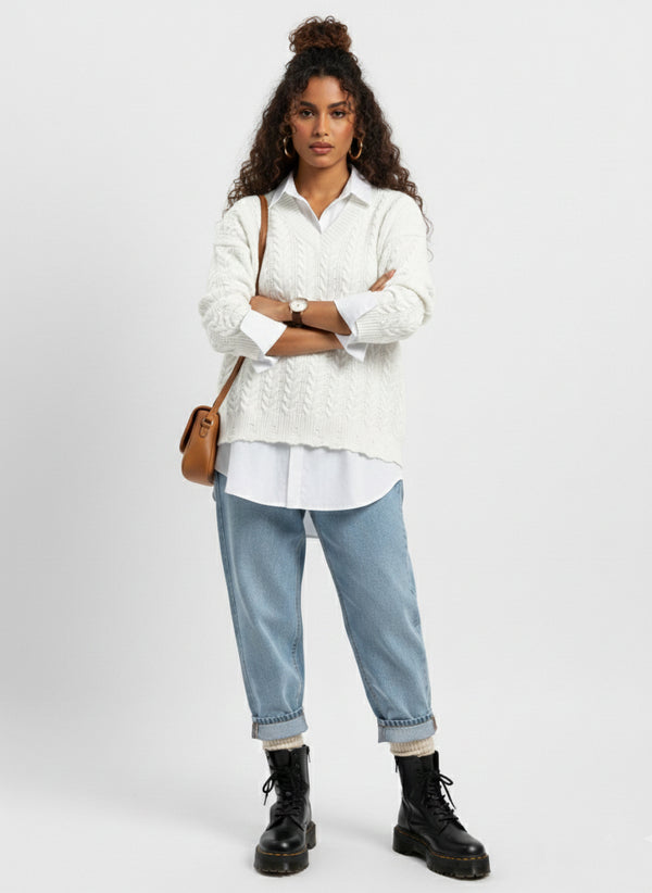 V-Neck_Kint_Pullover_White