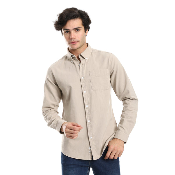 button_down_collar_long_sleeves_shirt_-_tan_beige