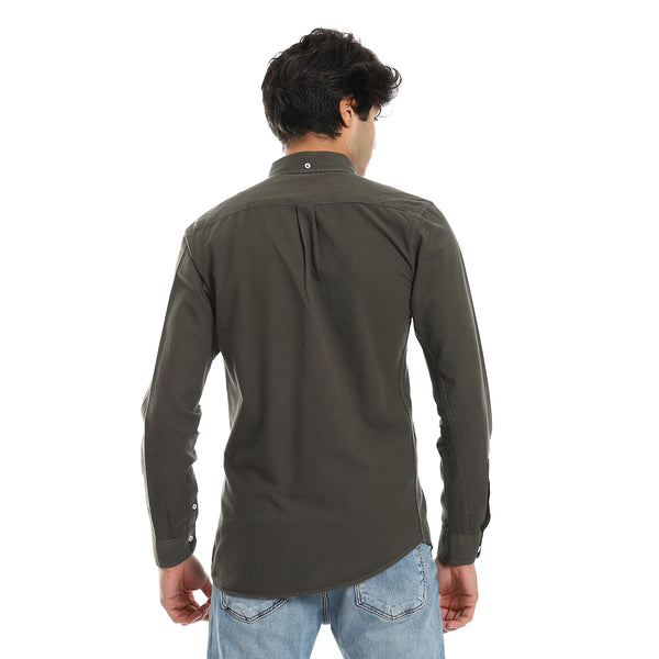 Button Down Collar Long Sleeves Shirt - Seaweed Green