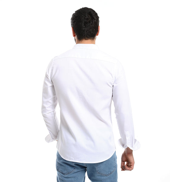 Solid Cotton Full Sleeves Casual Shirt - White