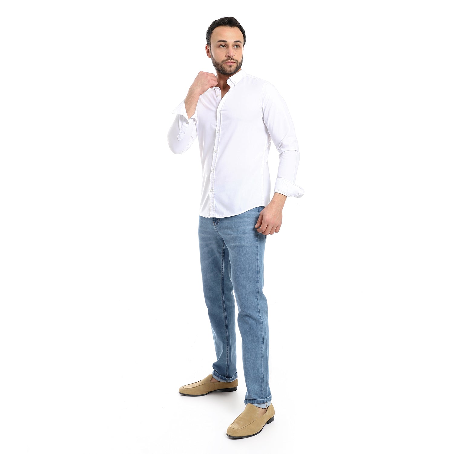 Andoraeg solid_cotton_full_sleeves_casual_shirt_-_white – Andora