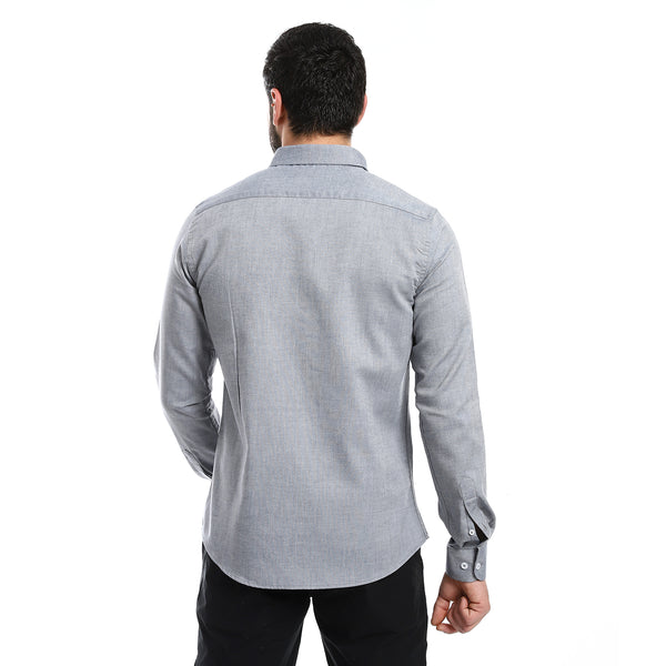 Solid Cotton Full Sleeves Casual Shirt - Heather Navy Blue