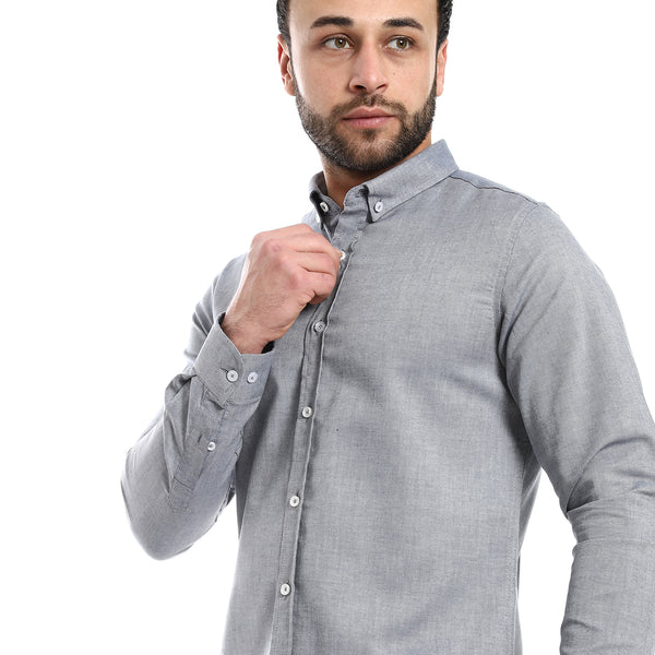 Solid Cotton Full Sleeves Casual Shirt - Heather Navy Blue