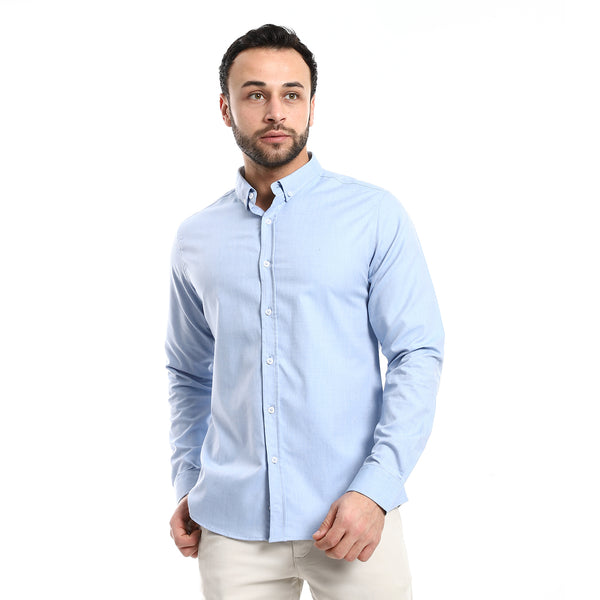 Casual Heather Sky Blue Long Sleeves Shirt