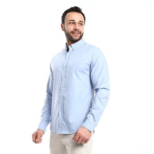 Casual Heather Sky Blue Long Sleeves Shirt