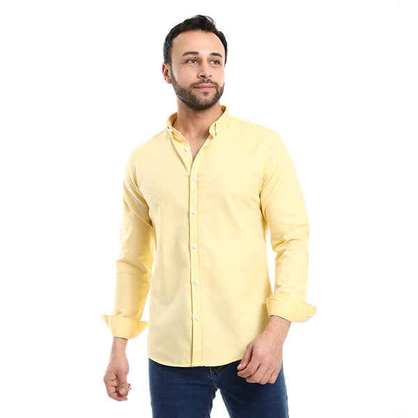 Plain Yellow Full Front Buttons Closure Men Shirt