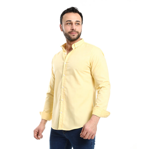 Plain Yellow Full Front Buttons Closure Men Shirt