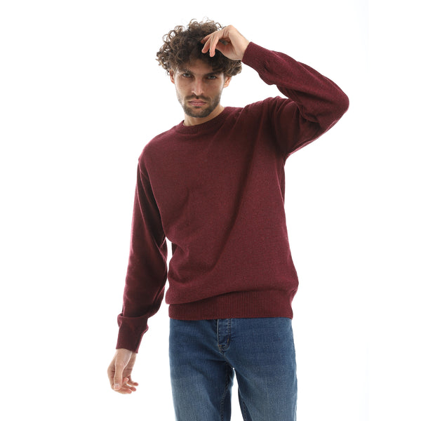 Solid_Pattern_Wool_Pullover_-_Burgundy