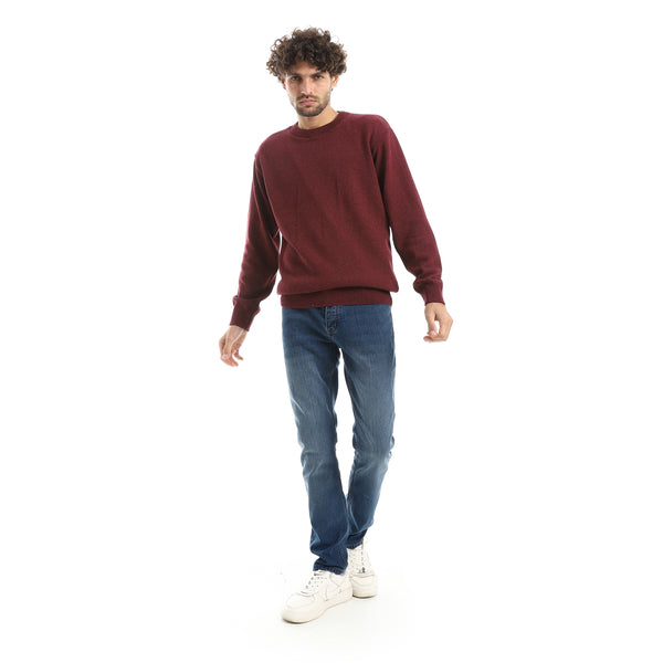 Solid_Pattern_Wool_Pullover_-_Burgundy