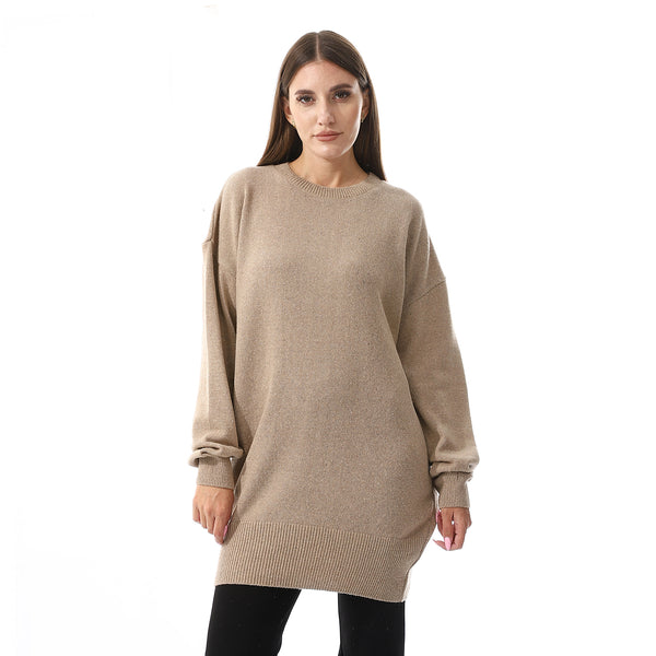 Knitted Slip On High Low Pullover.