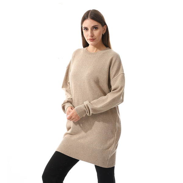 Knitted Slip On High Low Pullover.
