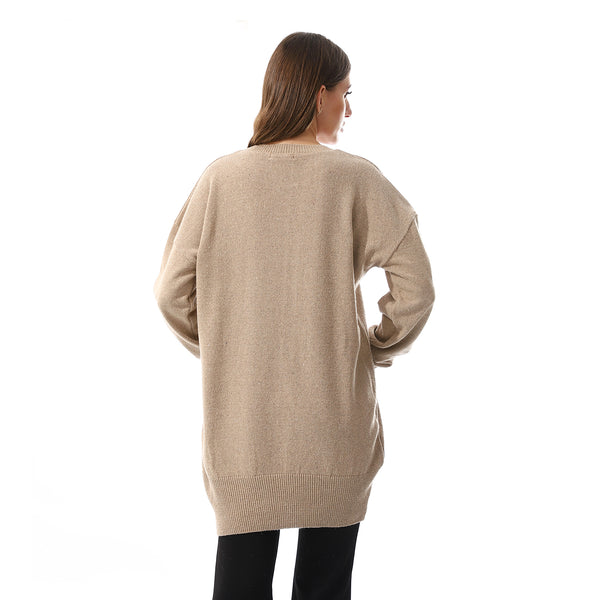 Knitted Slip On High Low Pullover.