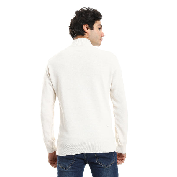 Long Sleeves Solid Beige Winter Sweater