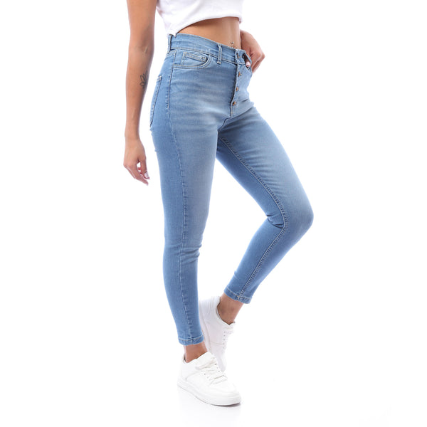 Light Blue High Waist Skinny Jeans -Blue