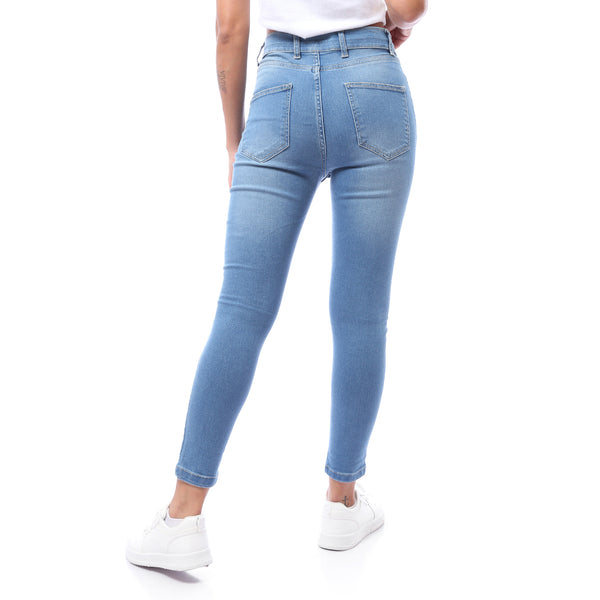 Light Blue High Waist Skinny Jeans -Blue