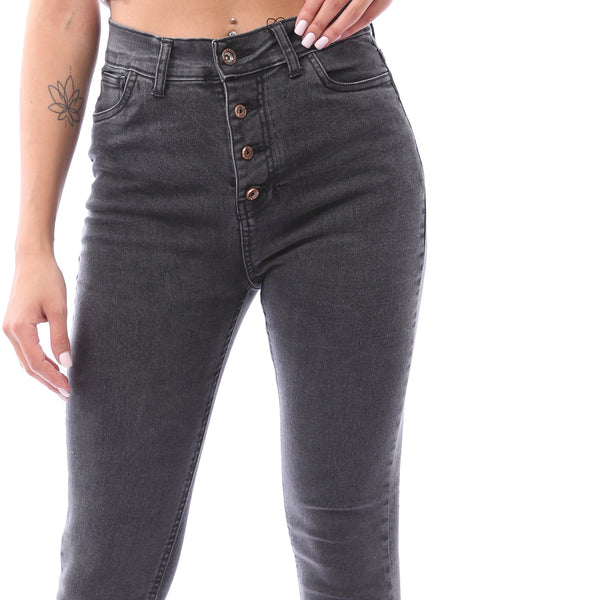 Charcoal Grey Skinny Jeans with 5 Pockets - Grey