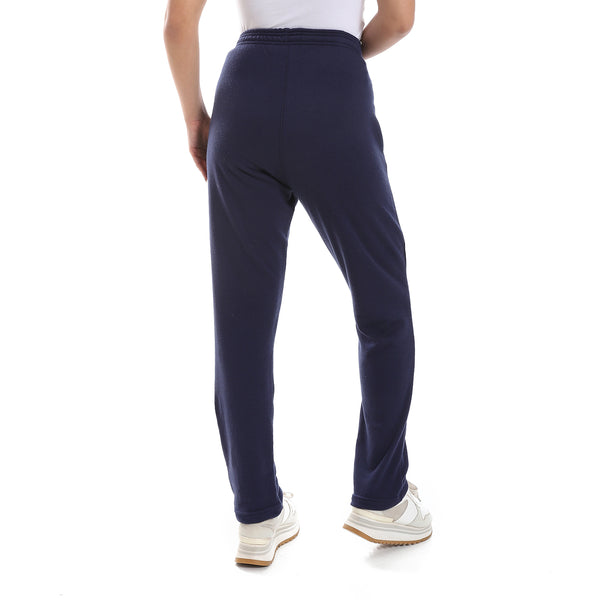 Cotton Plain Navy Blue Slip On Pajama Bottom